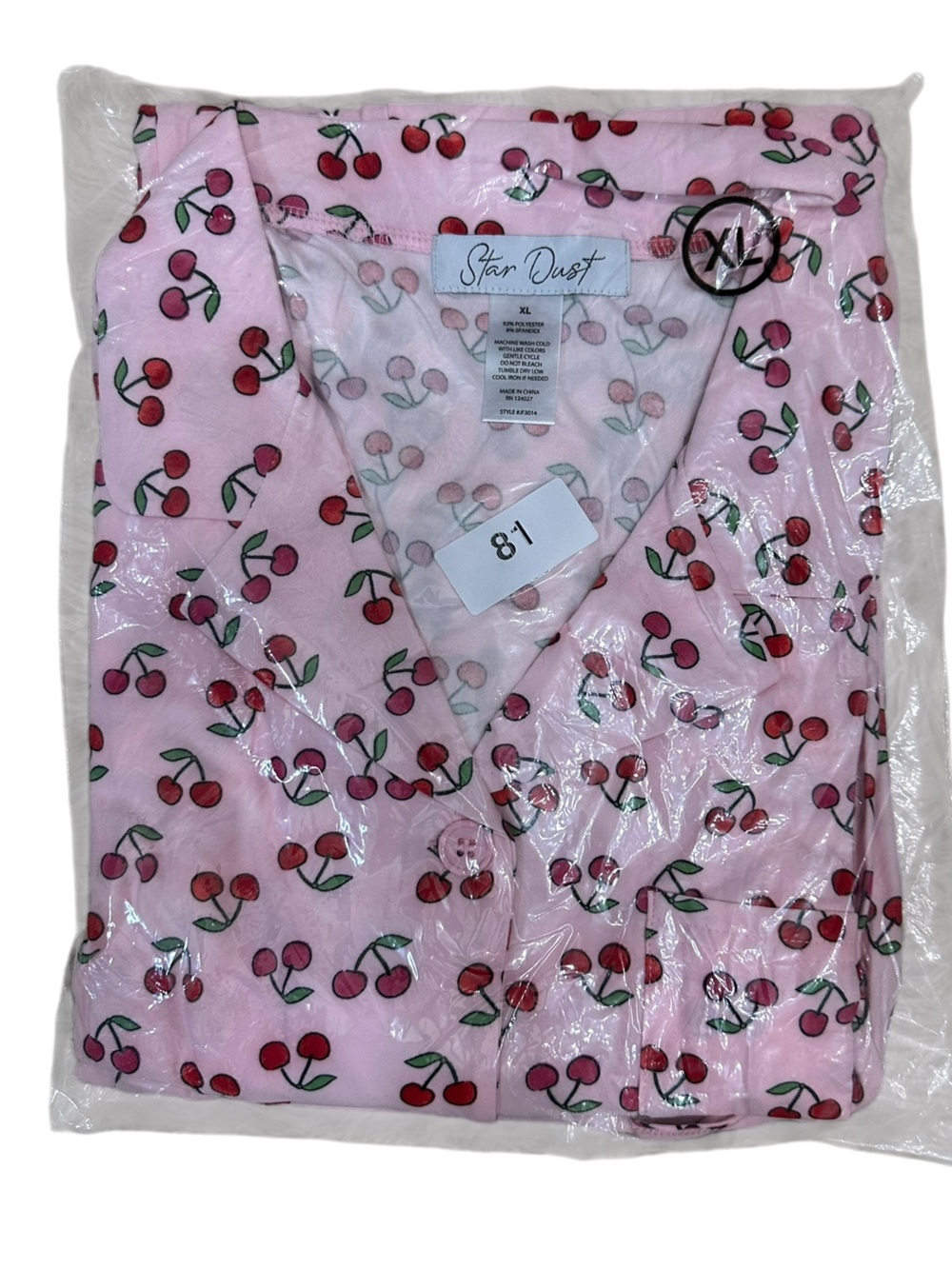 Women’s Pink Cherry Print Pajama Set super soft and last set short sleeve